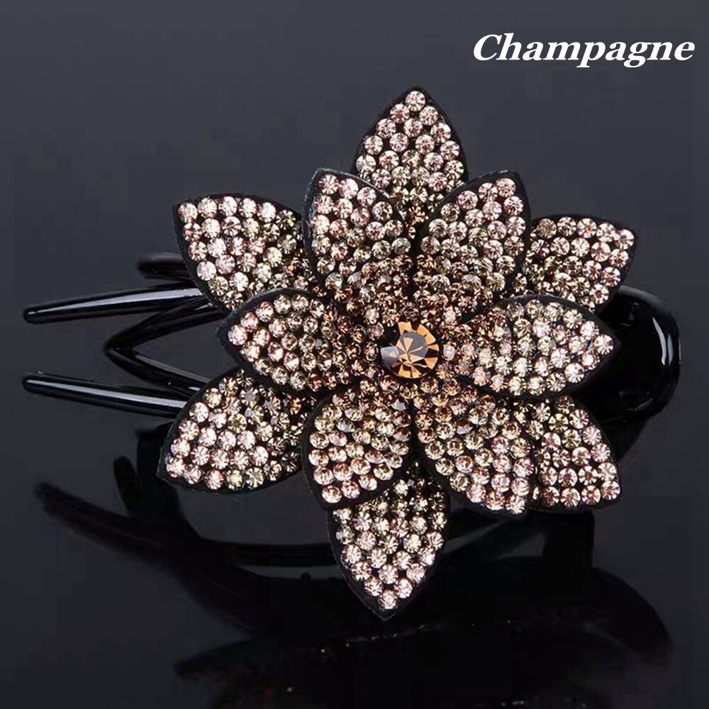 Épingle à cheveux en cristal pour femmes, pince à cheveux en forme de bec de canard avec strass, bijoux de coiffure pour filles, outils de coiffure,: Champagne1