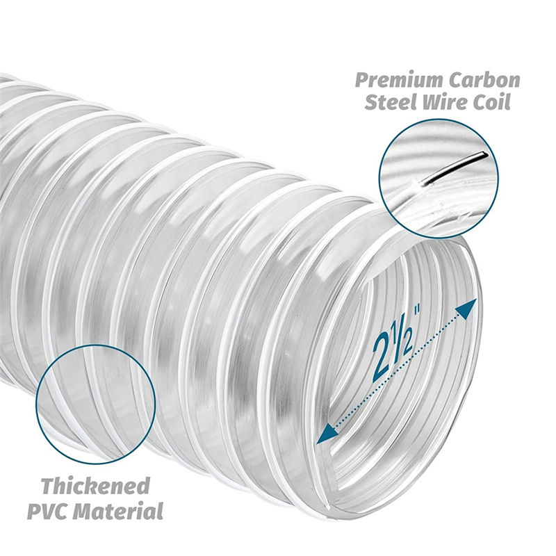 T97C-PVC stofopvangslang en 2 1/2 inch poorten 10 ft, stofopvangslang, PVC dampopvangslang voor stofopvangsystemen
