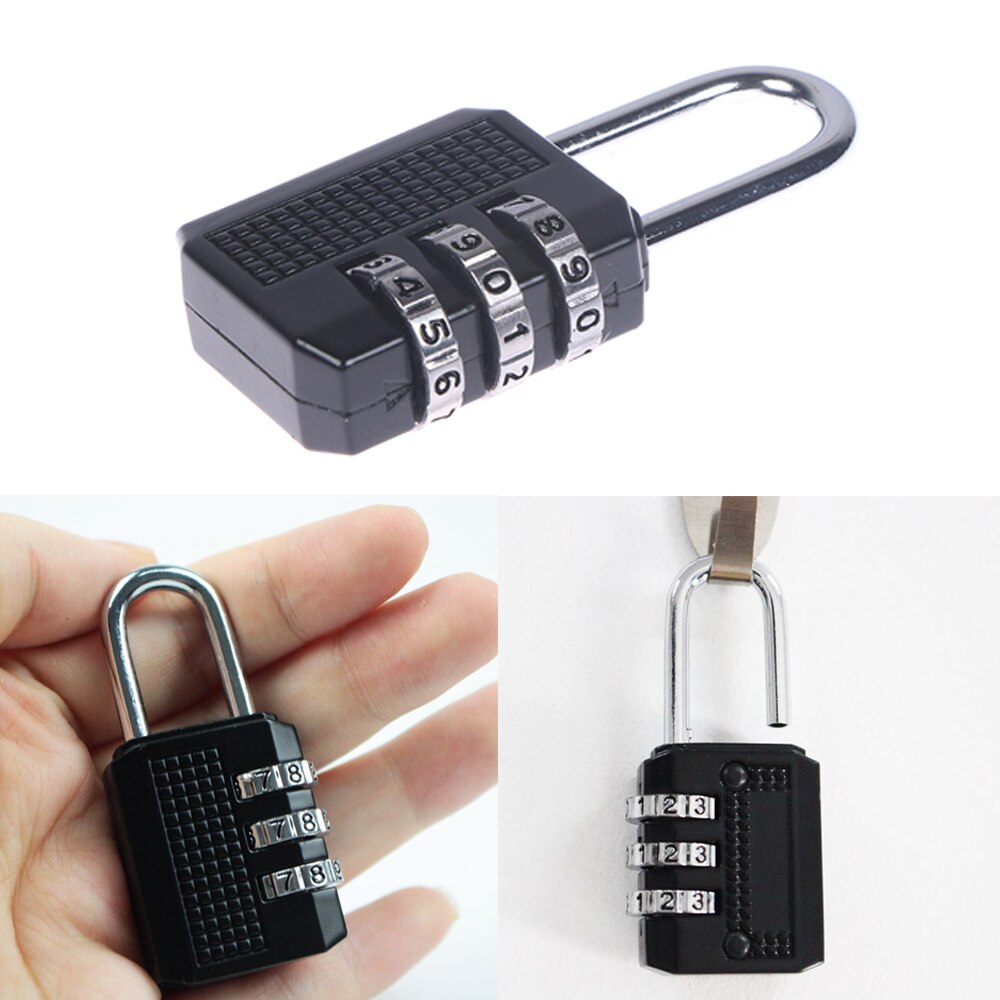 Black 3 Digit Password Code lock Resettable Combination Coded Padlock Safty School Gym Locker Sheds for Women Man
