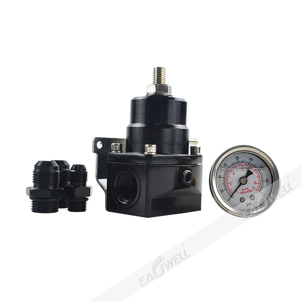 AN8 High pressure fuel regulator w/ boost - 8AN 8/8/6 EFI Fuel Pressure Regulator with gas gauge Vacuum boost port: black