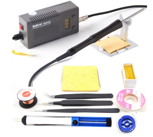 BAKON 950D 110V/220V 75W Mini Portable soldering iron Digital BGA Soldering Station with T13-I Tip FOR FX-951/936+Solder wire: BK950D set2