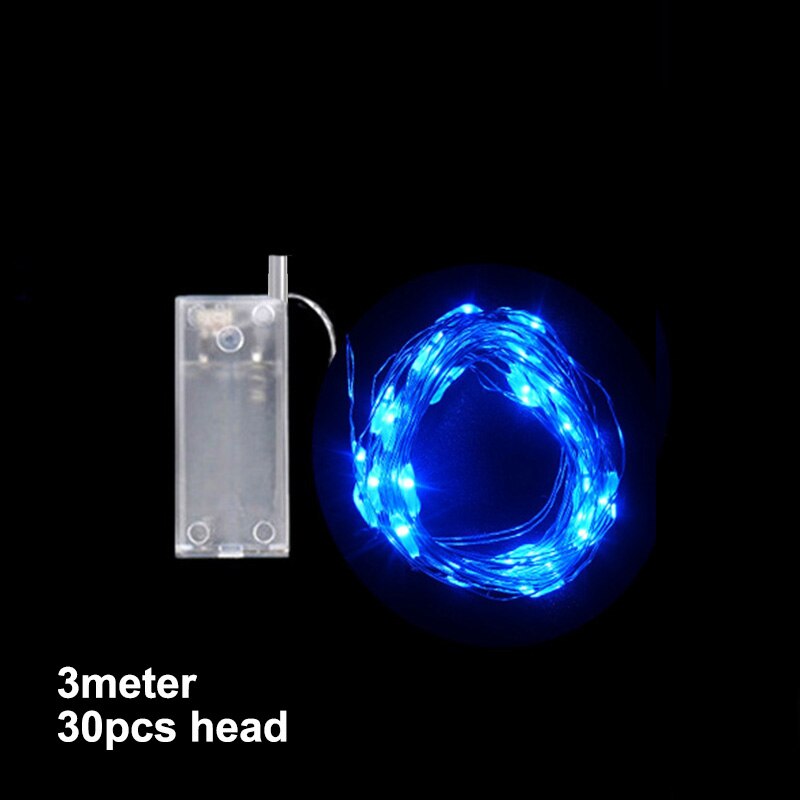 Tira de luces LED para decoración de bodas, fiestas de cumpleaños y vacaciones, 1 unidad, 3 metros, 30 unidades: blue