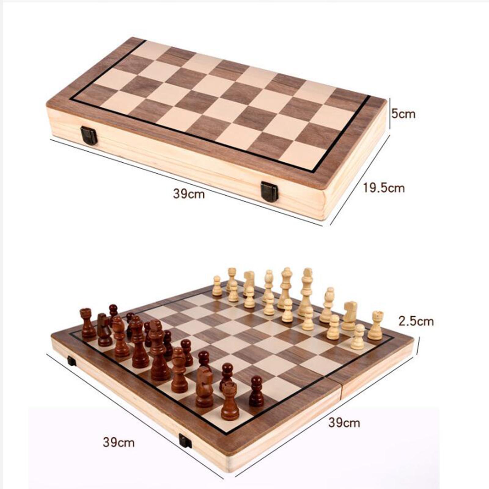 2 In 1 Combine Checkers &amp; Chess Game Board Set Magnetic Folding Wooden Chess Set Handmade Interior For Home Weekend 39x39cm