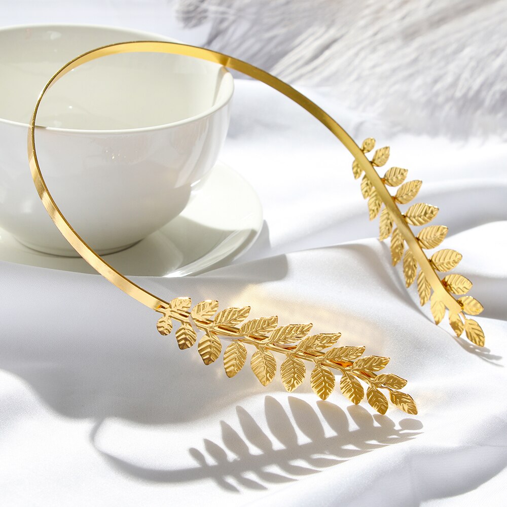 Vintage Hårbøjle Guld Blade Krans Bryllup Brude Tilbehør Hårbånd Kvinder Retro Krone Smykke Tiara