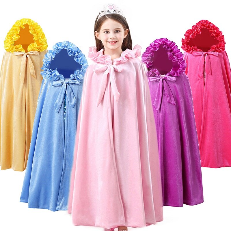 Muababy tjejer volanger huva kappa elsa sophia anna törnande skönhet belle fancy dress up kappa halloween kostym