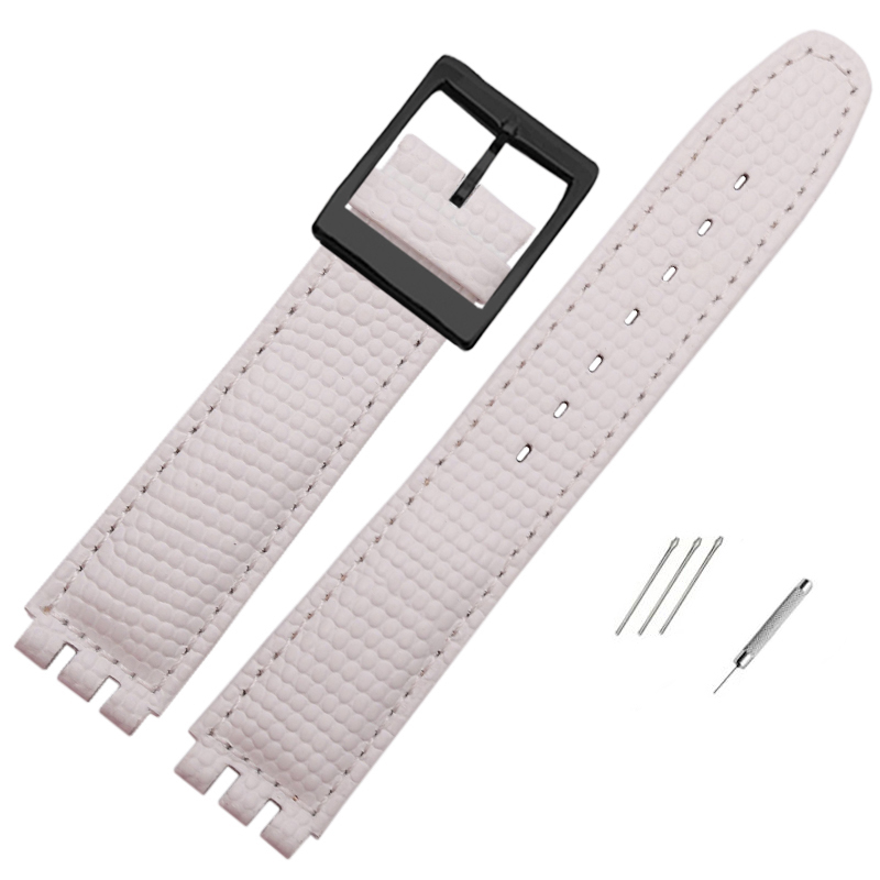 17Mm Hagedis Patroon Horloge Band Lederen Band Vervangende Polsband Voor Swatch Ycs Yas Ygs Zwart Bruin Wit Armband: Blue pink