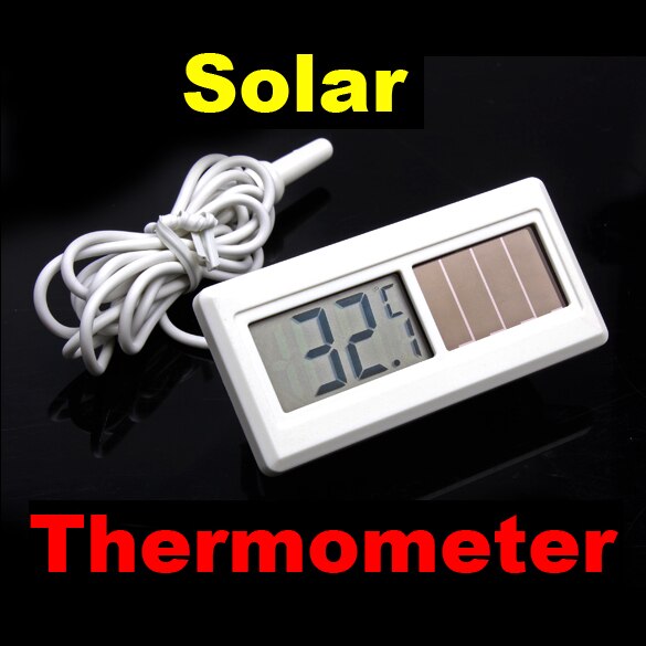 Waterproof Solar Thermometer Potable Solar Powered Digital LCD Thermometer -50℃ ~ 150℃ Sensor Cable 1M Household Supplies