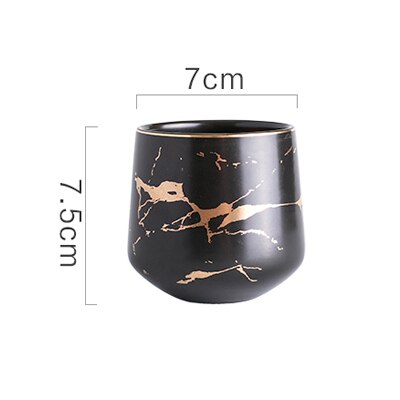 ANTOWALL nordycki filiżanka marmurowa złoty kolor filiżanka kawy 250ml filiżanka wody szklanka czarne białe kubki: 1szt czarny