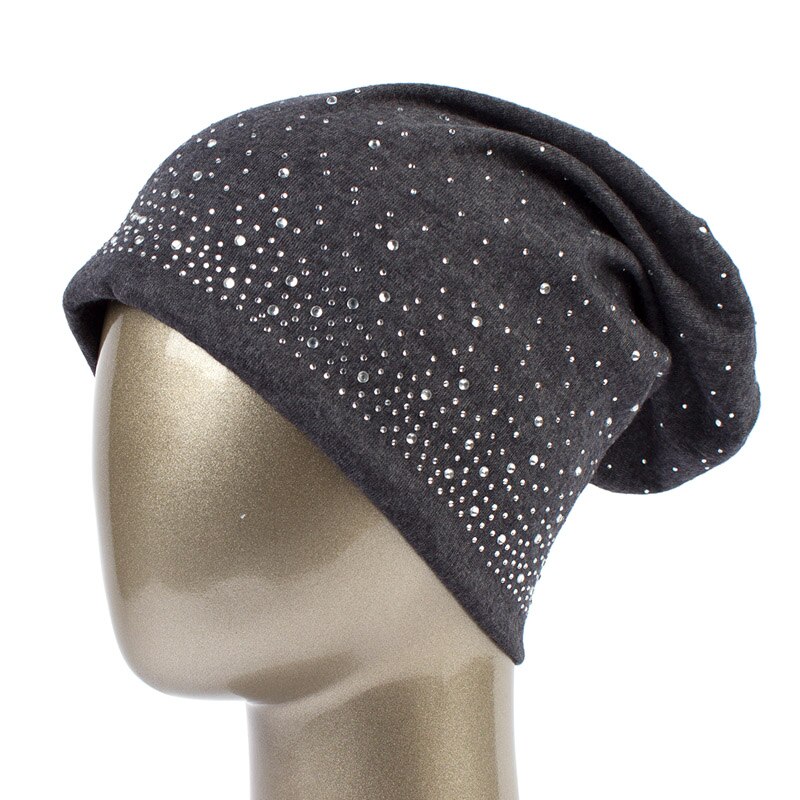 Geebro Women's Winter Slouchy Diamond Beanies &amp; Skullies Ladies Cotton Beanie Hat with Rhinestones Casual Thick Outdoor Ski Caps