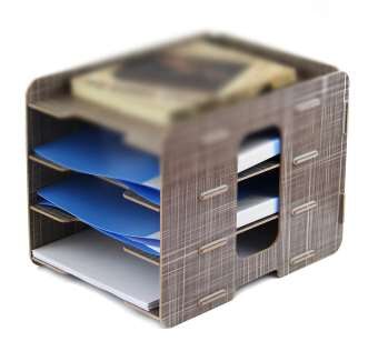 Wooden desktop book storage office document column frame frame A4 paper 4-layer multi-layer information rack: NO2