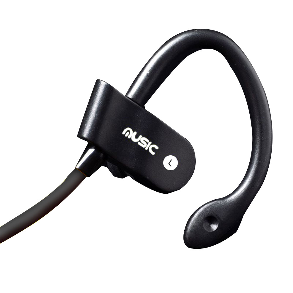 kabellos Bluetooth Kopfhörer Sport Earbuds Stereo Headset Mit Mic OhrbüGel Ohr-Haken Kopfhörer Freihändiger Ohrhörer Für Smartphones: Schwarz