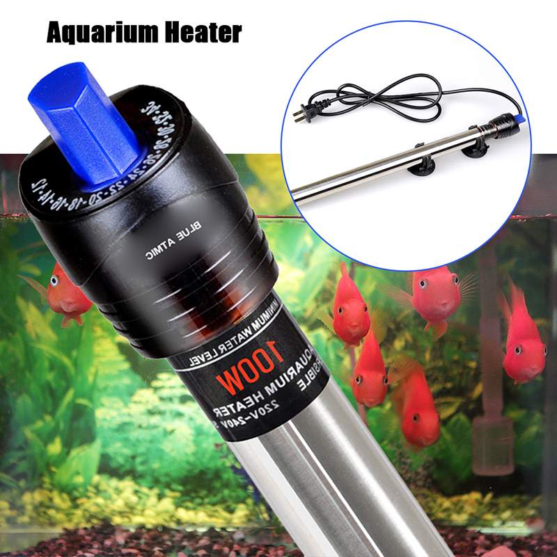 Nedsænket akvariumvarmer akvariet akvarium rustfrit stål temperatur termostat varmestang 50w/100w/200w/300w/500w