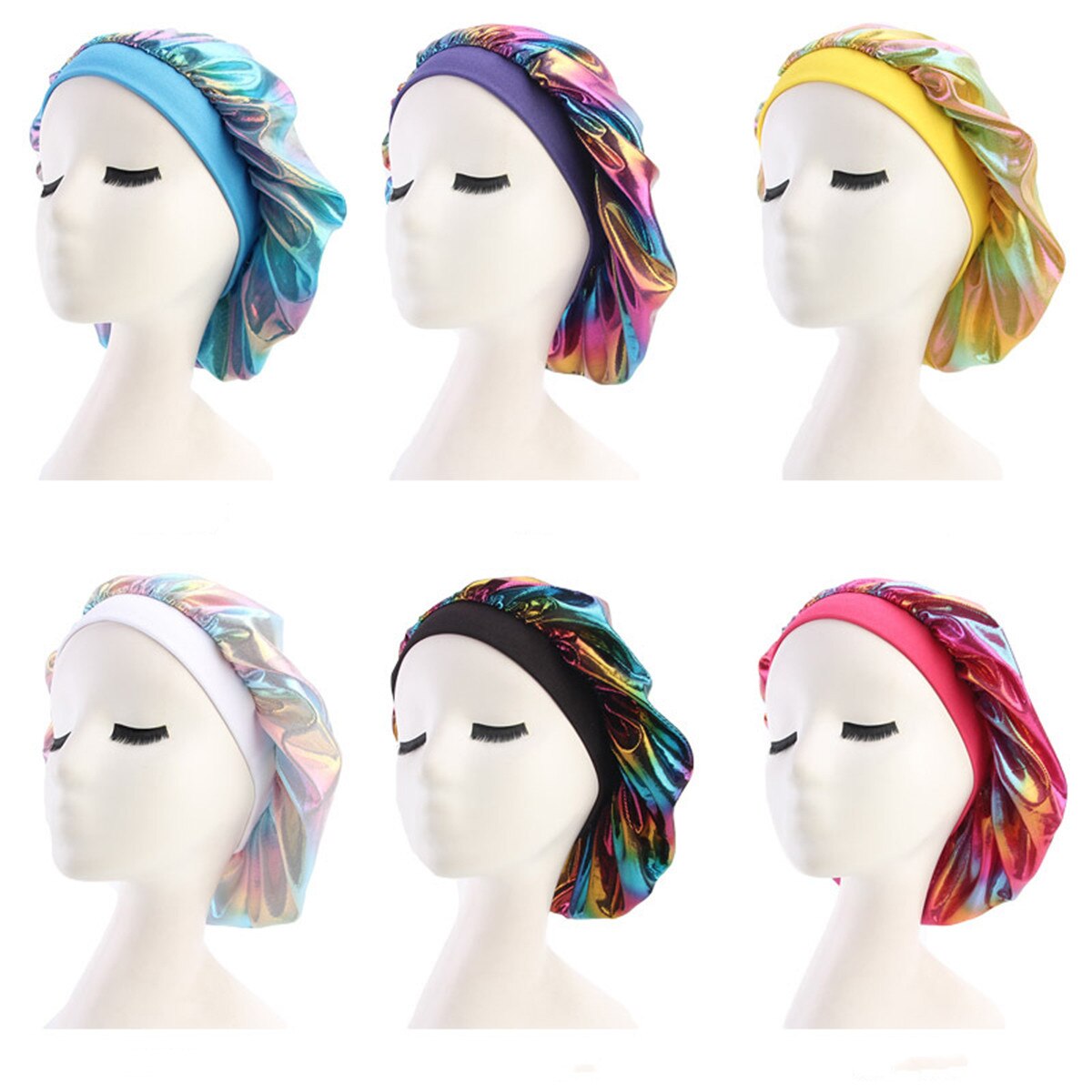 Haarkapje voor het slapen, douchekapje voor dames, nachtmuts, haarverzorgingskapje, hoofdbedekking, brede elastische band