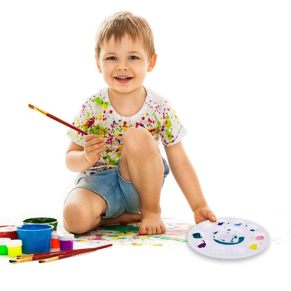 Palettes en plastique pour le bricolage | MINI plateau de peinture blanc de 12 pièces, fourniture de peinture artistique professionnelle, palette de peinture ronde pour outil de peinture
