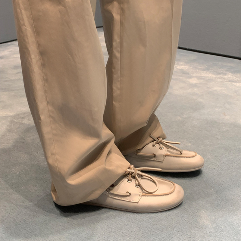 Loafers flate sko dame sommer casual mokkasiner dame casual britiske stil flate single sko: Elfenben / 40