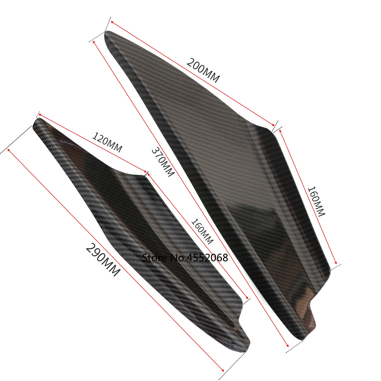 4pcs/set Carbon Look Car Body Spoiler Canards Valence Chin Front Bumper Lip Diffuser Splitter Fins