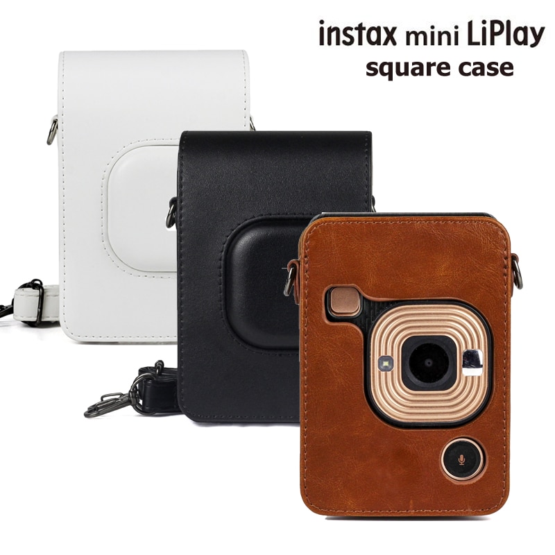 Voor Fujifilm Instax Mini Liplay Hybird Instant Film Camera Retro Pu Leather Case Carry Schoudertas Zwart Bruin Wit