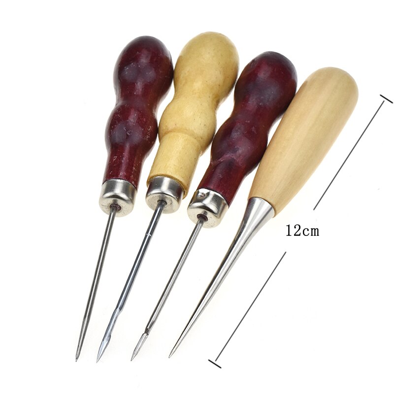 14 stks/set Leer Hobbygereedschappen Kit Hand Naaien Stiksels Punch Carving Werk Draad Priem Waxed Vingerhoed Kit Zadel Leathercraft Tool