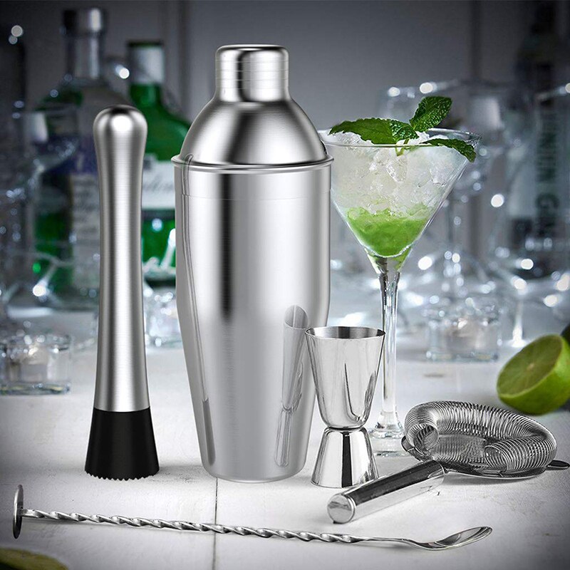 Cocktail Set 14 Piece Stainless Steel Cocktail Shaker Set with Bamboo Stand Bartender Kit Home Bar Set Cocktail Shaker