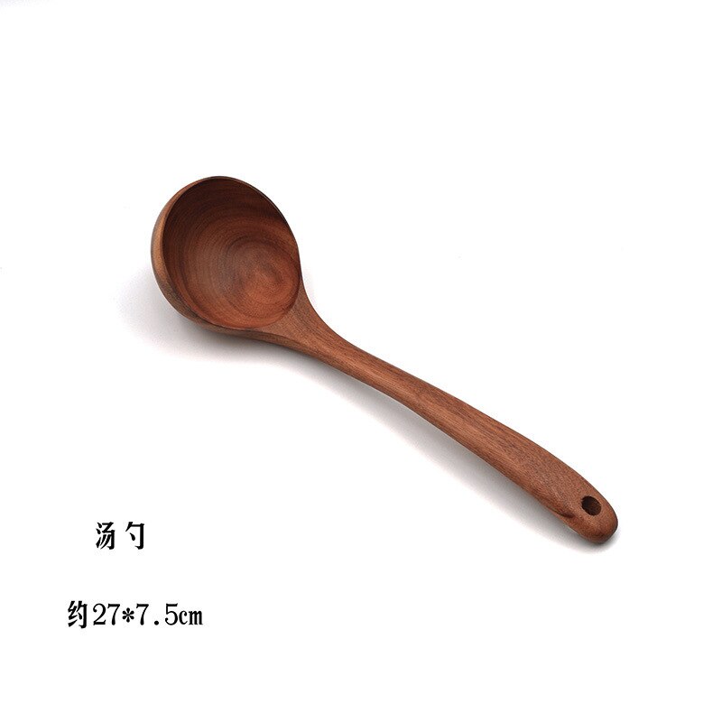 1PC solid wood soup spoon rice spoon tableware cooking long handle wooden shovel household kitchen shovel cooking spoon set: G