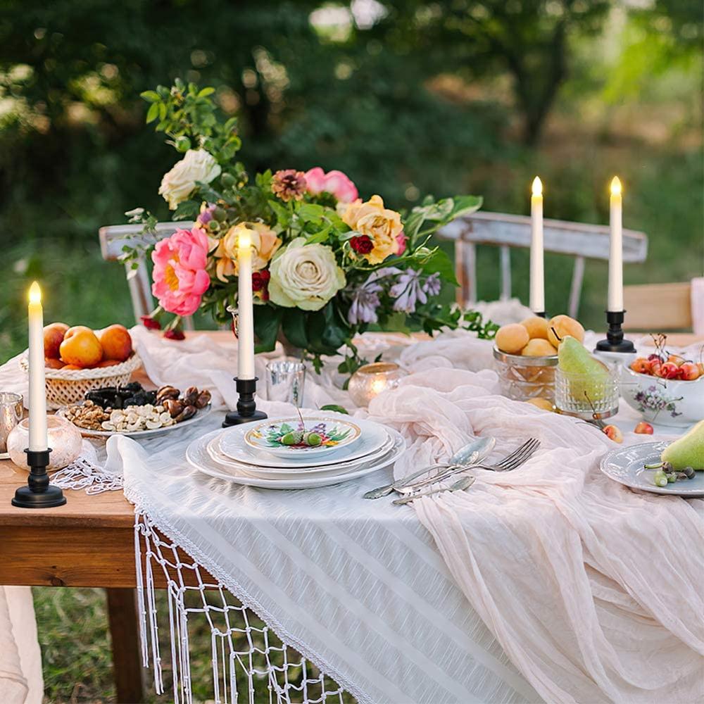 Christmas Decorations Window Candles Battery Operated Flameless Flicker LED White Taper Candle Lights with Remote Timer Night li