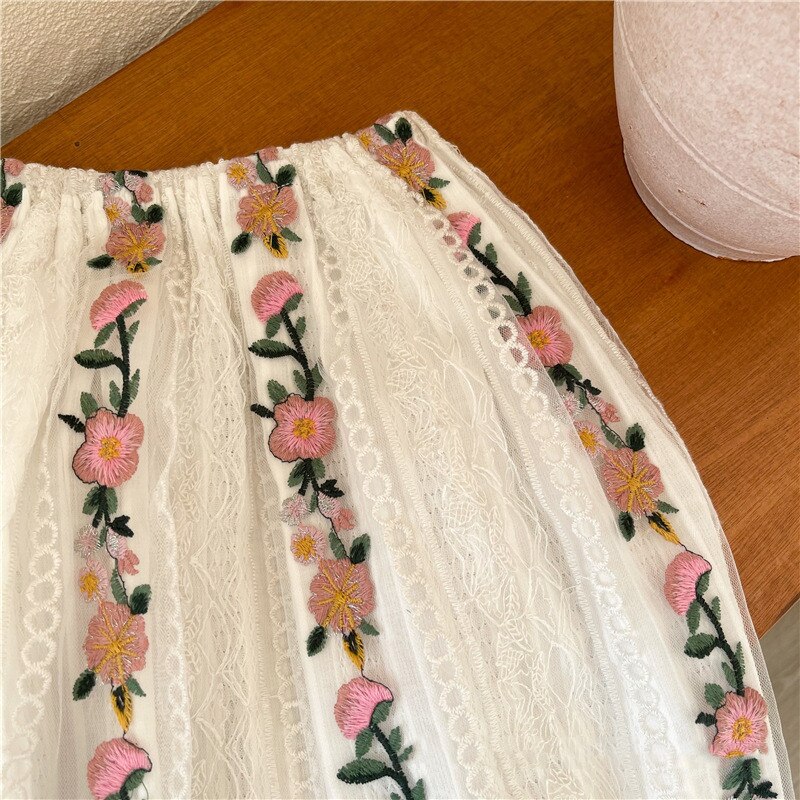 Zomer Baby Meisjes Prinses Rokken Borduren Bloemen Koreaanse Stijl Peuters Kids Katoen Rokken