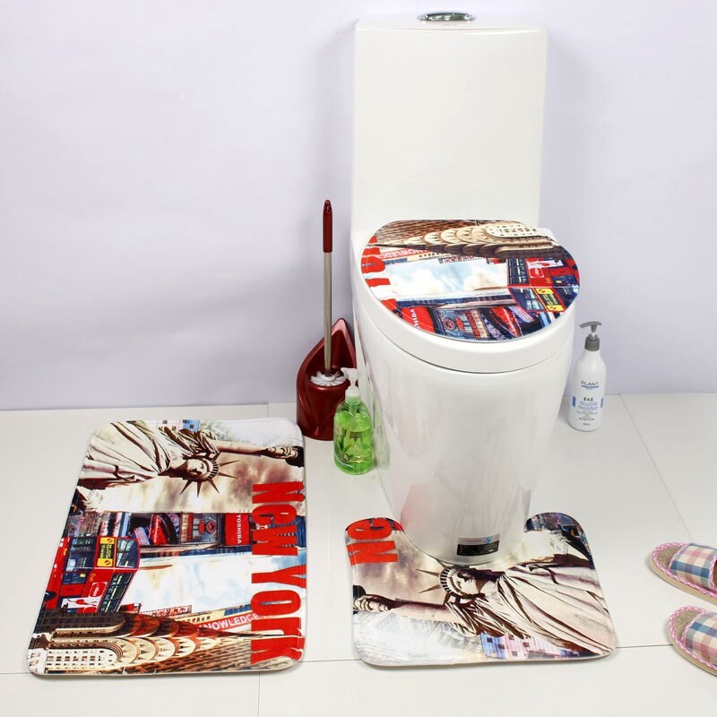Fundas para asientos de inodoro, alfombras de franela Ocean World, alfombrilla de felpa para el baño, alfombrilla para el suelo del asiento, WC, tapa del inodoro, accesorios de baño: H