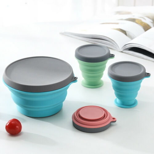Collapsible Silicone Bowl & Lid 500ML Foldable Camping Picnic Food Storage Containers Portable