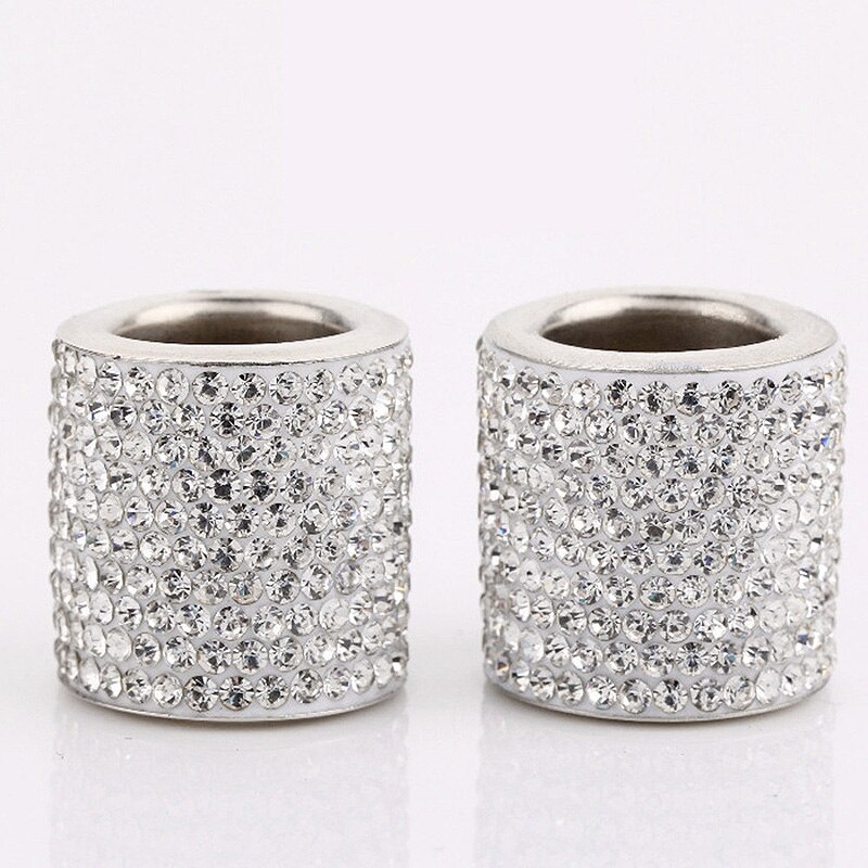 Reposacabezas de cristal Universal para asiento de coche, collares de anillo de decoración, dijes de diamantes brillantes, accesorios de Interior de coche para mujeres y niñas: 2pcs white