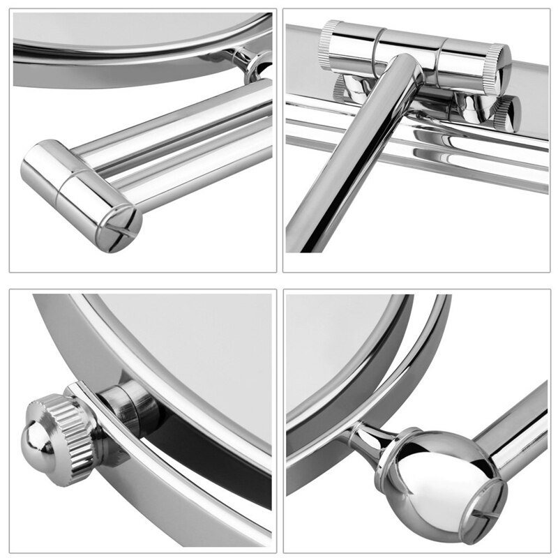 Silver Extending 8 inches cosmetic wall mounted make up mirror shaving bathroom mirror 3x nification