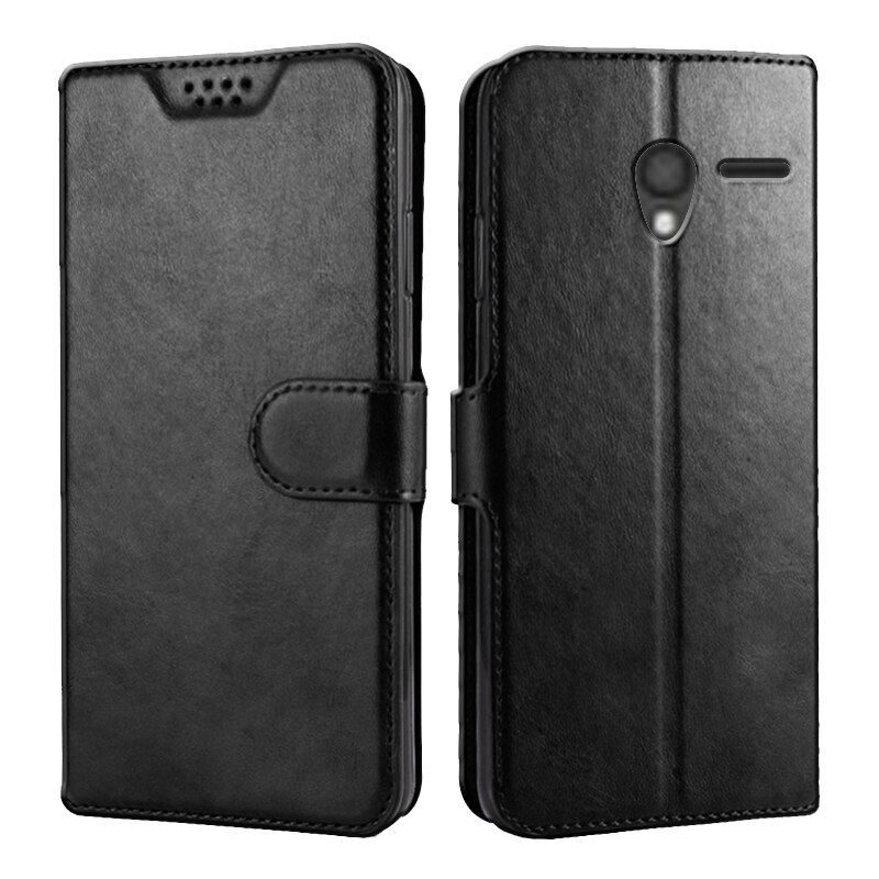 Business Magnetic Leather Flip Stand Phone Case for Alcatel One Touch Pixi 3 4.5 4G Version 5017D 5019D 4027D Wallet Cover: Pixi 3 5017D 4.5inch / 5Black