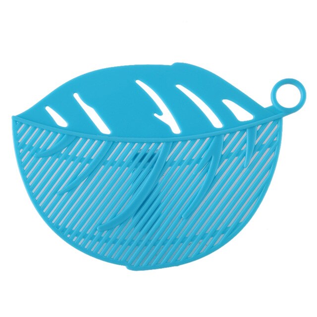 1 stk køkken multifunktionelt bladformet taomi afløbsbræt spaghetti dørslag filter filter frugtgrøntsagsrengøringsværktøj: A-blå
