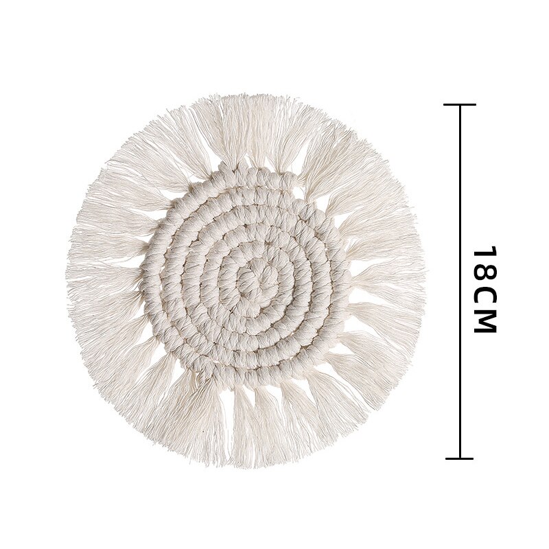 Posavasos de macramé tejidos a mano, cuerda de algodón del norte de Europa, manteles individuales trenzados, posavasos para decoración de mesa, posavasos resistentes al calor