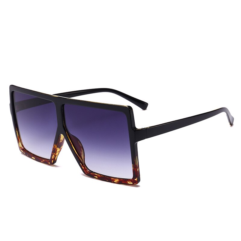 Kørebriller kvinde mand overdimensioneret firkantet luksus farve solbriller vintage luksus stor ramme briller  uv400 driver beskyttelsesbriller: Sort leopardprint