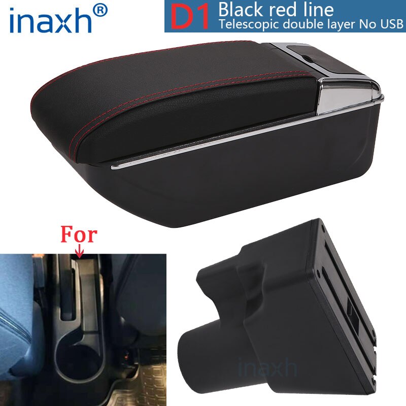 For Kia Picanto Armrest Box Picanto 3X-Line interior Retrofit parts car accessories Storage box car armrest No punching: D1 Black red No USB