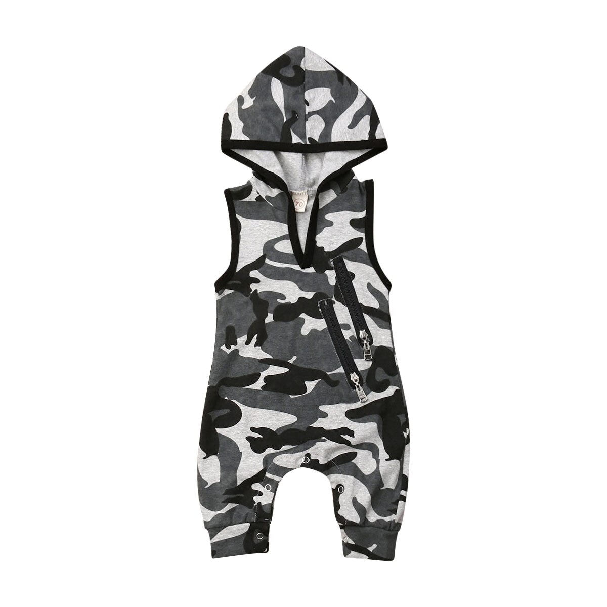 Barboteuse pour -né 0-24M | Combinaison à capuche, Camouflage sans manches, imprimée, à la , pour bébés garçons: Camouflage / 12M