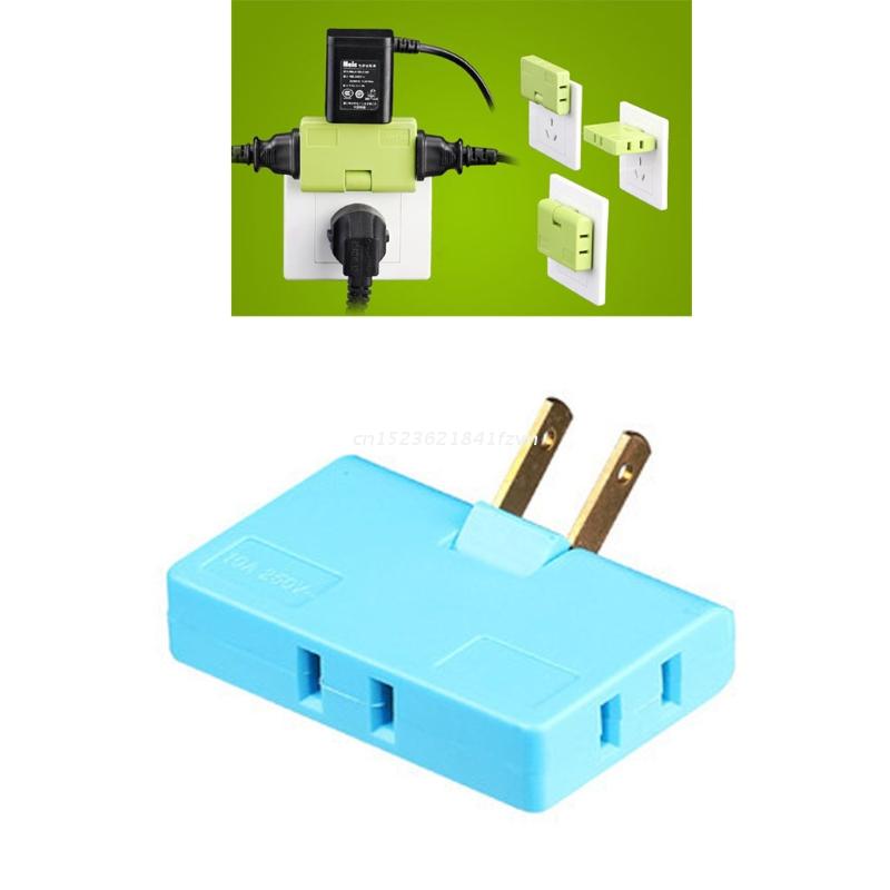 Foldable Extension Plug Adapter Wall Outlet Extender Rotatable Socket Converter: Blue