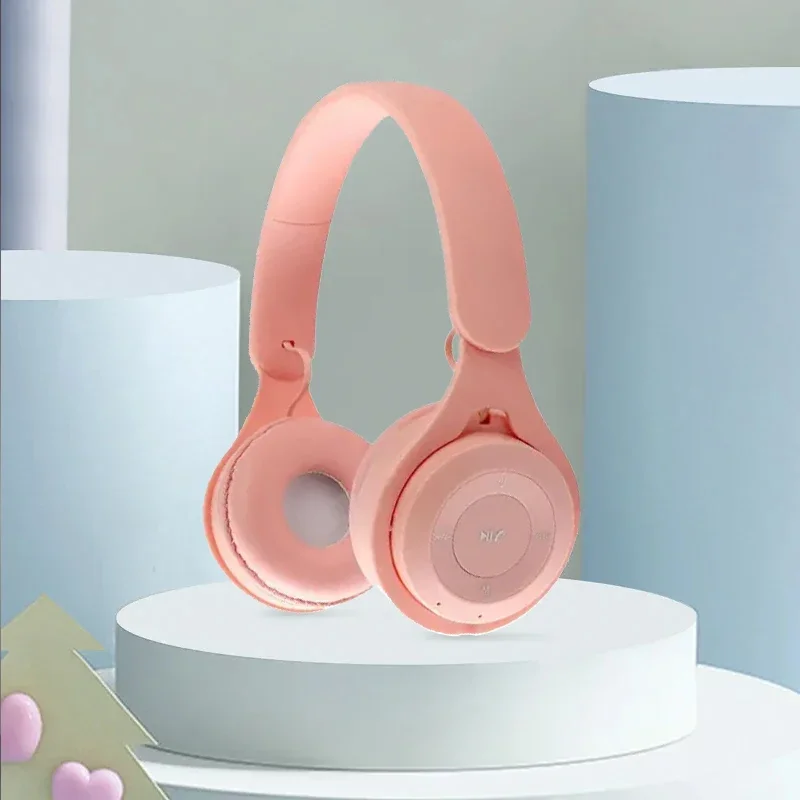 Stereo  y08 headset 5.0 bluetooth headset foldbare trådløse sportsøretelefoner gaming headsets over-ear hovedtelefoner til android ios: Lyserød