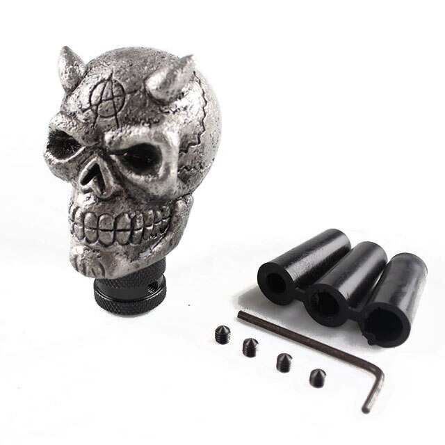 Pomo de cambio de marchas con cabeza de calavera para coche, palo Manual Universal para camión, perilla de resina, SFN045: silver