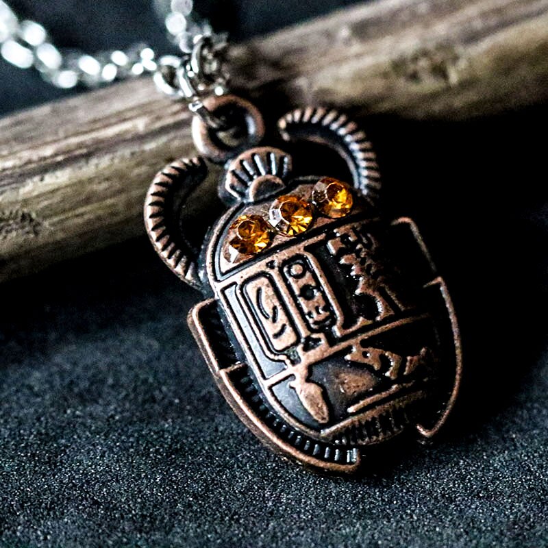 Strass scarab skalbagge hänge halsband för kvinnor män wicca egypten egyptiska egipto smycken tillbehör gotiska gotiska produkter