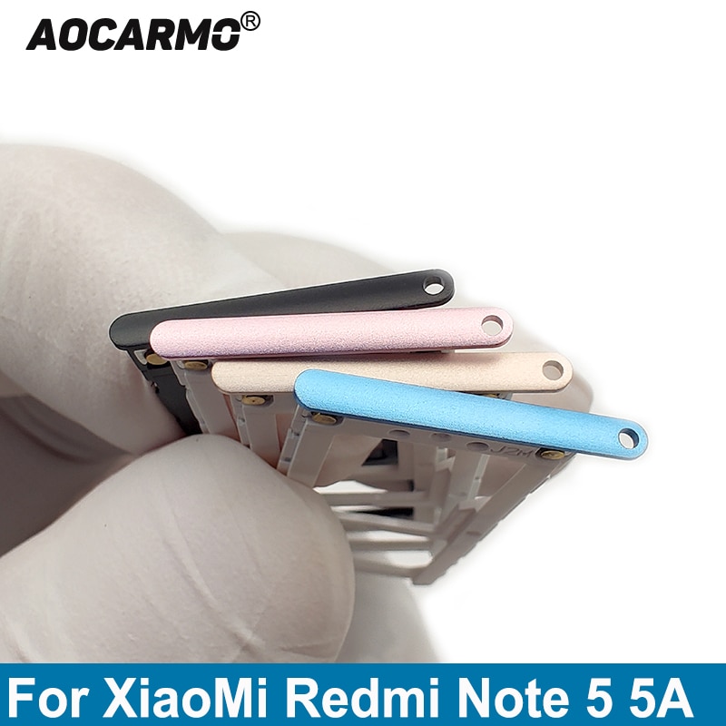 Aocarmo Für XiaoMi Redmi Hinweis 5 5A Metall Kunststoff Nano Sim Karte Tablett MicroSD Slot Halfter Ersatz Teil