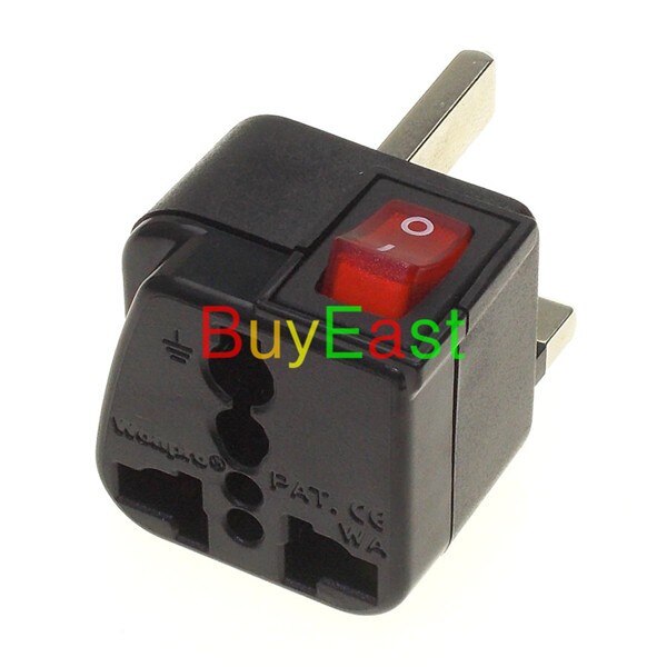 2 X WONPRO UK/Ireland/Malaysia/Singapore Travel Adapter AC Power Plug Convert World Plug With LED Main Switch