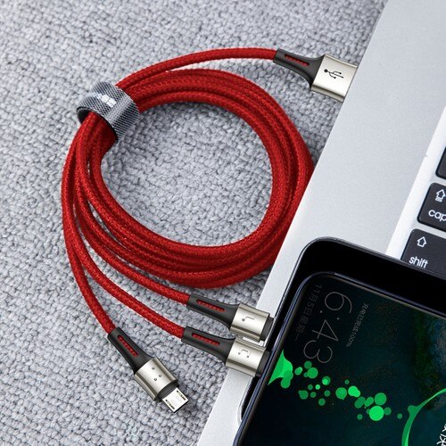 Baseus Caring Touch Series 3 in1 Multi Data and Charger Cable-Red