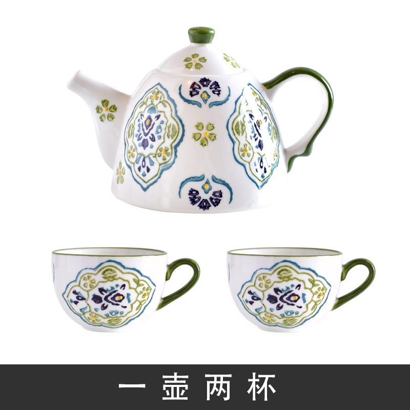 Hand-painted Japanese-style small fresh flower tea tea set fruit tea set afternoon tea retro literary tea cup teapot: E