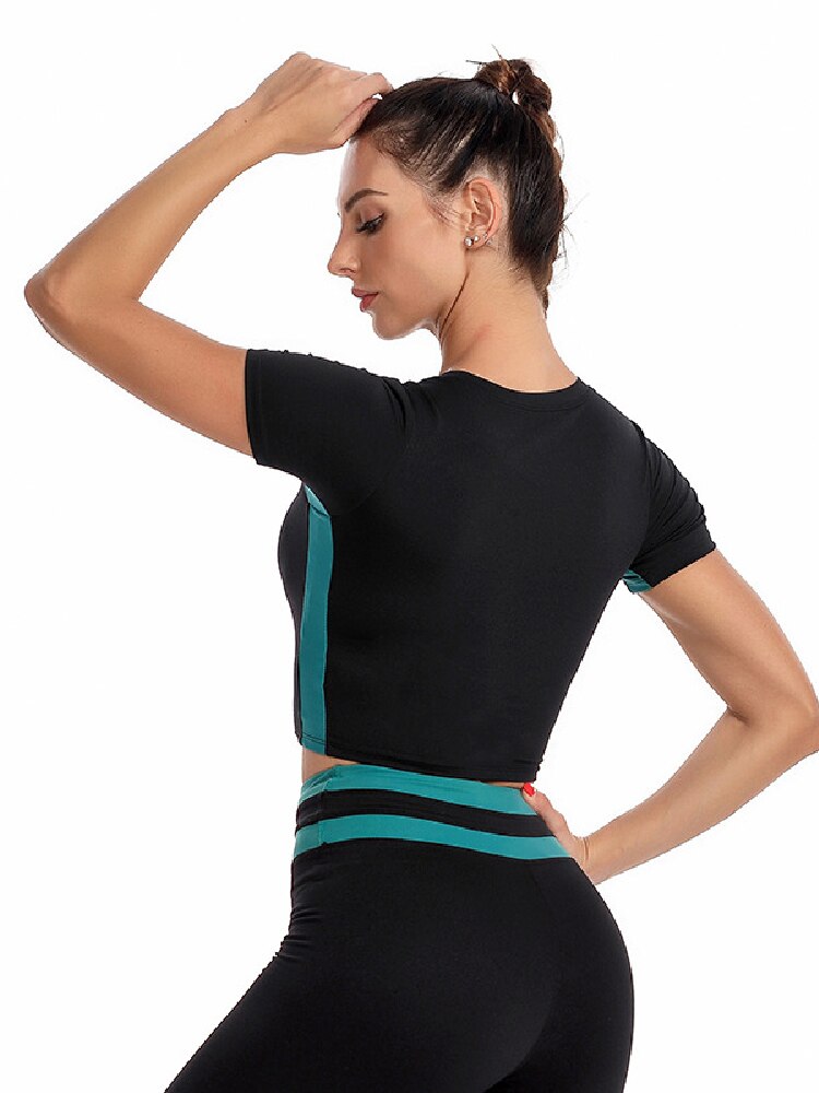 Kurze, feuchtigkeitsableitende sport-t-shirts für damen, kurzärmelige yoga-tops für damen, sommer-sporttops für damen, laufbekleidung für damen