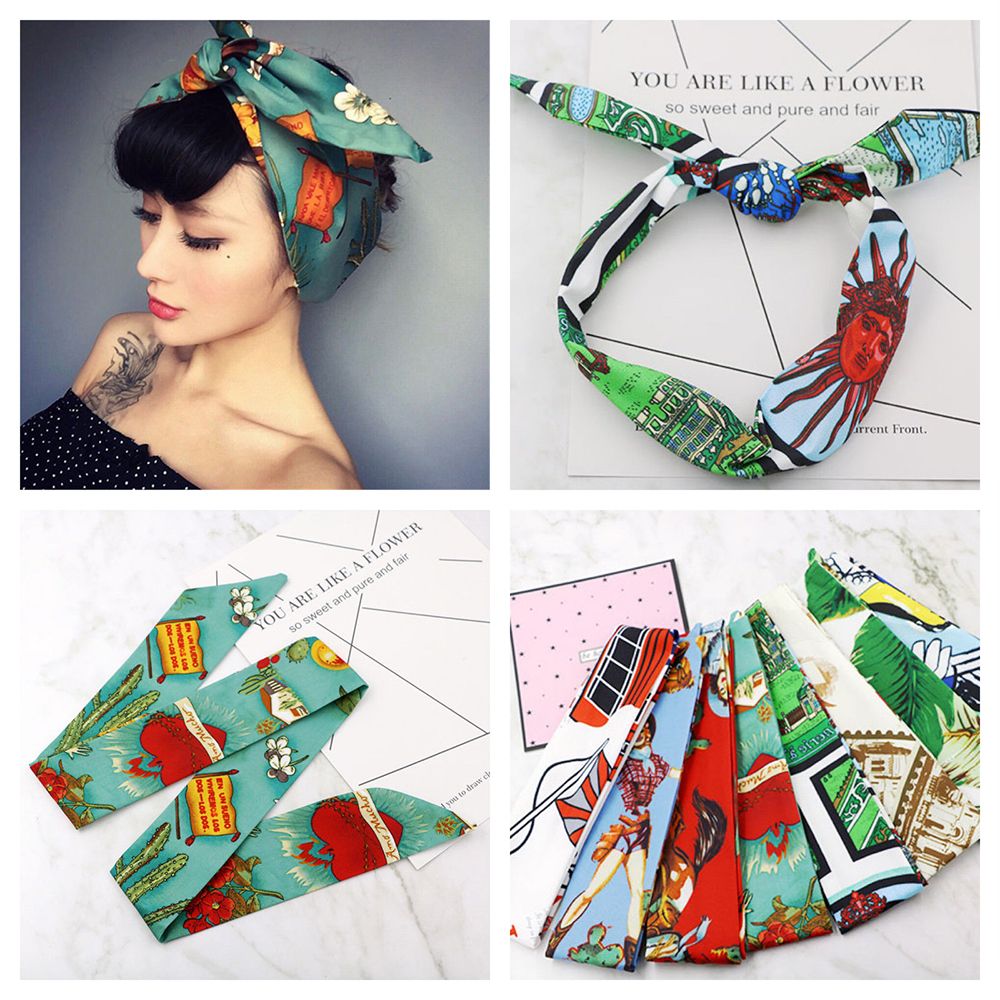 Rockabilly señoras patrón de nudo diadema estampada Vintage pañuelo para la cabeza banda de pelo Retro 50's mujeres