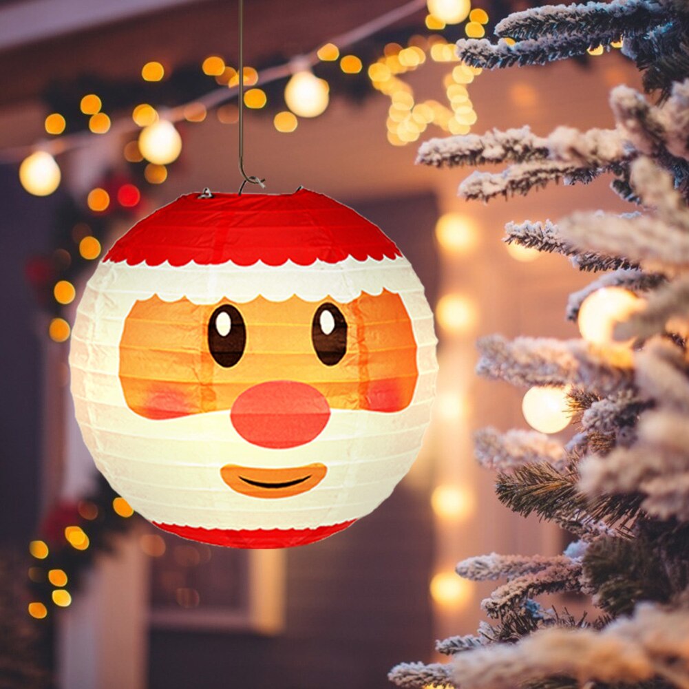 Round Paper Lantern Santa Claus DIY Hanging Ball Lantern Festival Decor Crafts Kids Christmas Decoration for Door