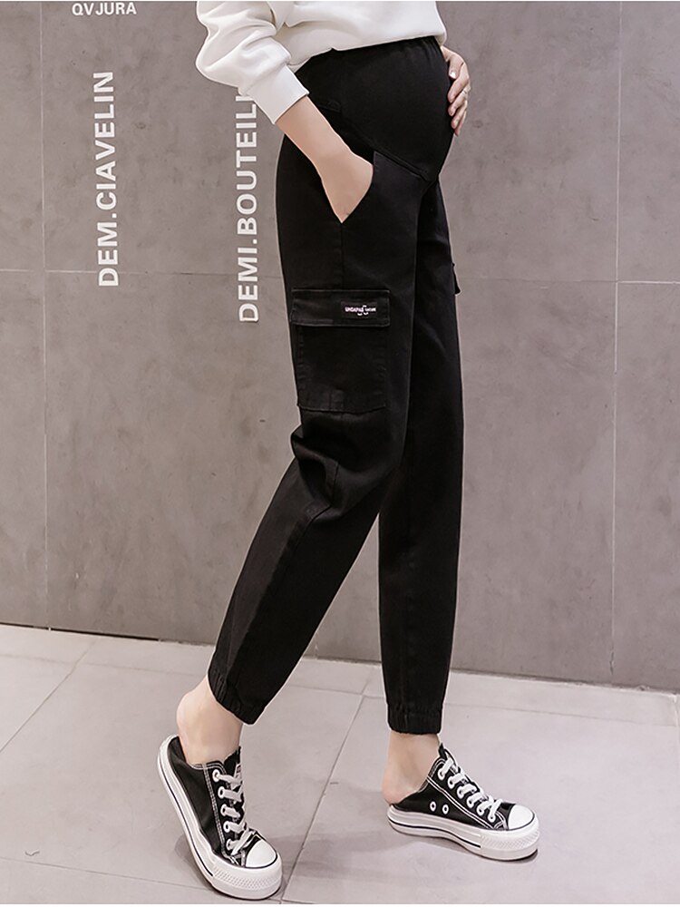 Maternity Overalls Pregnancy Stretch Trousers Pregnant Womens Long Casual Pants Maternity Clothings Elastic Waist Belly Clothes