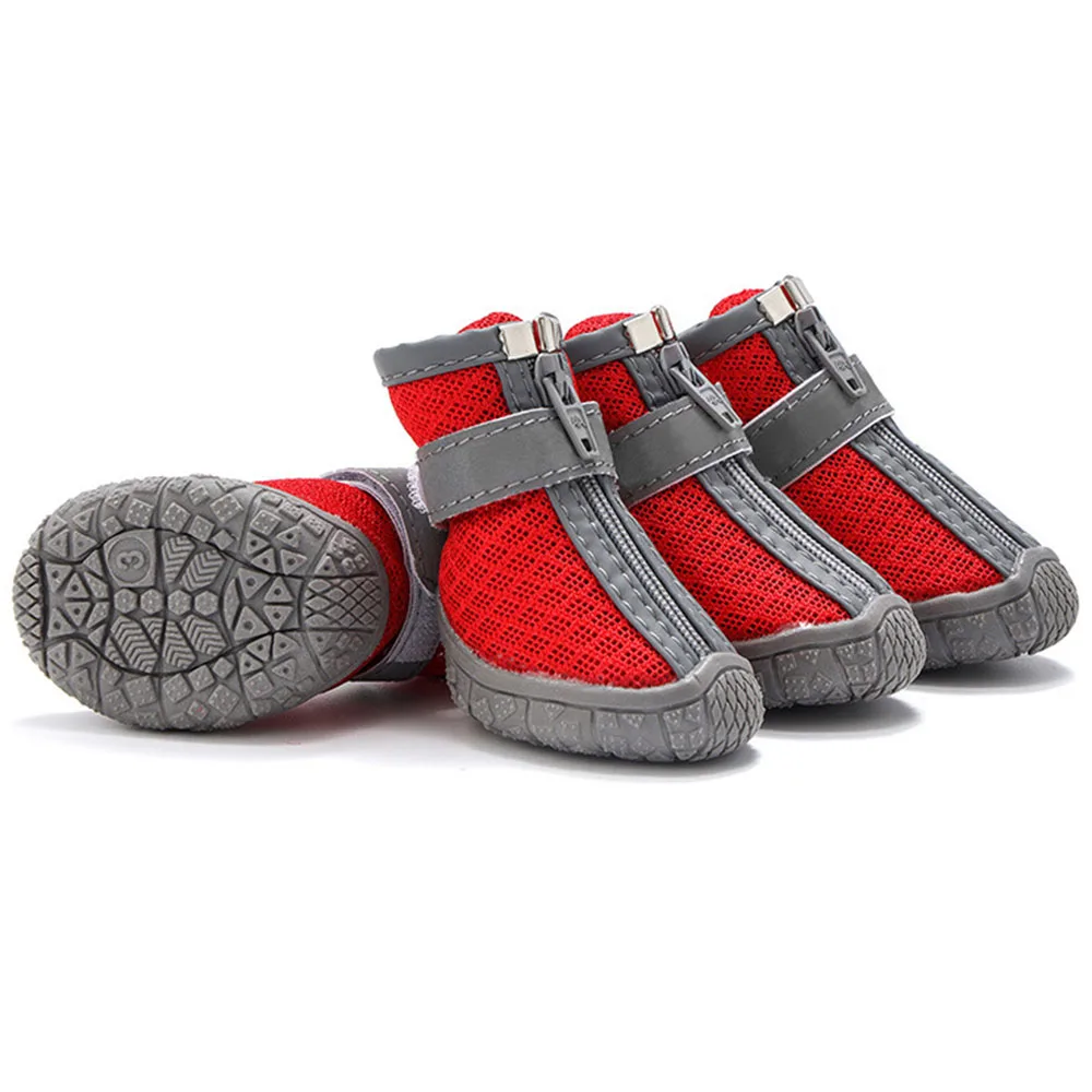 Zapatos para perros pequeños, botas y protectores de patas transpirables de malla para perros pequeños, botines antideslizantes para cachorros de invierno: XL / Rojo
