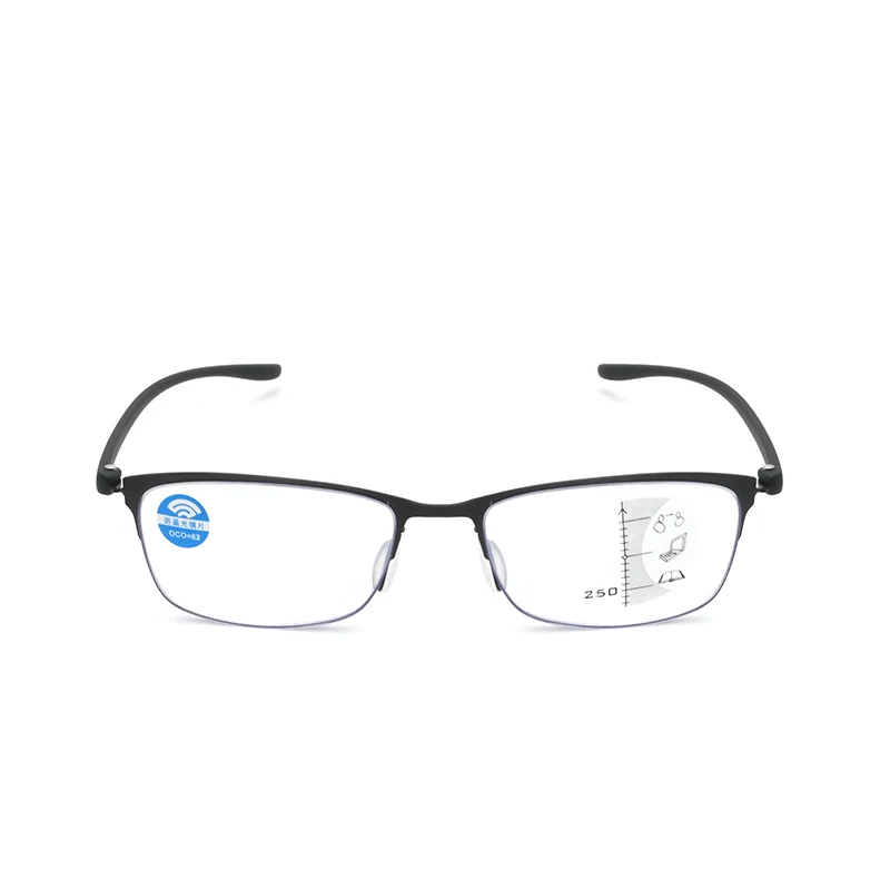 IENJOY Óculos de leitura multifocal de meia armação para homens TR Óculos bifocais progressivos Luz azul Óculos para presbiopia 1.0 2.0 3.0: Preto / +300